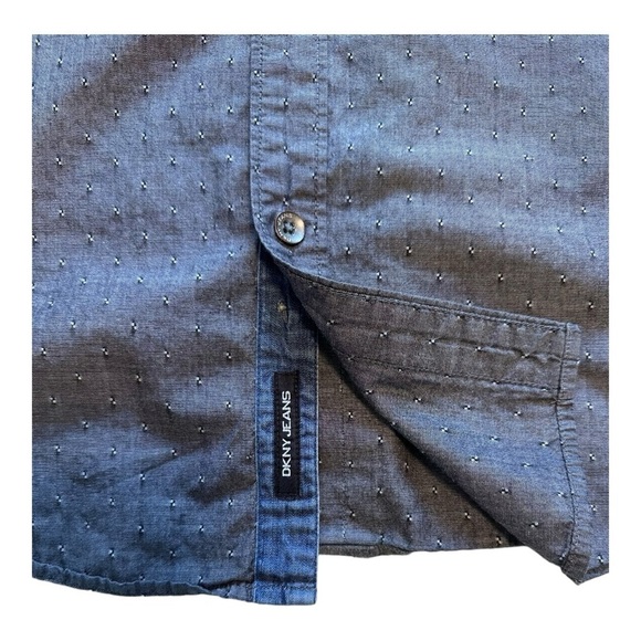 DKNY Jeans Button-Up Shirt Short Sleeve Flap Chest Pocket Collared Cotton Size L - Picture 5 of 10